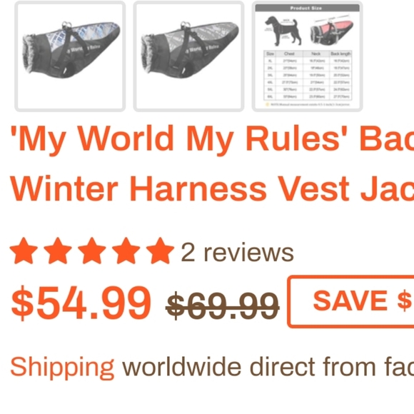 BNWOT dog  Harness winter jacket - Picture 12 of 12